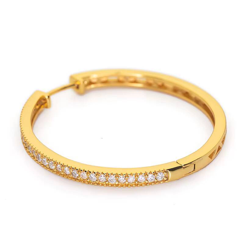 Hip Hop Women Earrings 925 Sterling Silver 60MM Moissanite Diamond Drop Hoop Earrings