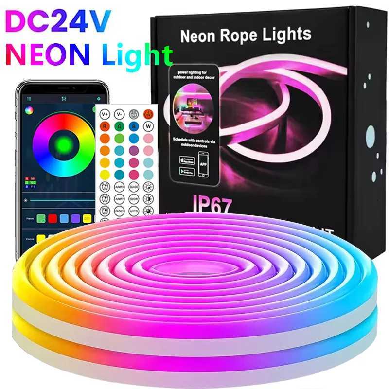 5m/30mRGB LED Neon Rope Lights Music Sync Control with App/Remote Color Change Waterproof Flexible Lamp Indoor Outdoor Hoom Deco W251112