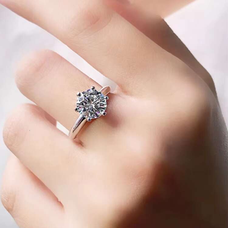 Luxury Jewelry Moissanite Jewelry Pure 14K Gold 18k Gold Six-prong Moissanite Party Gift Ring