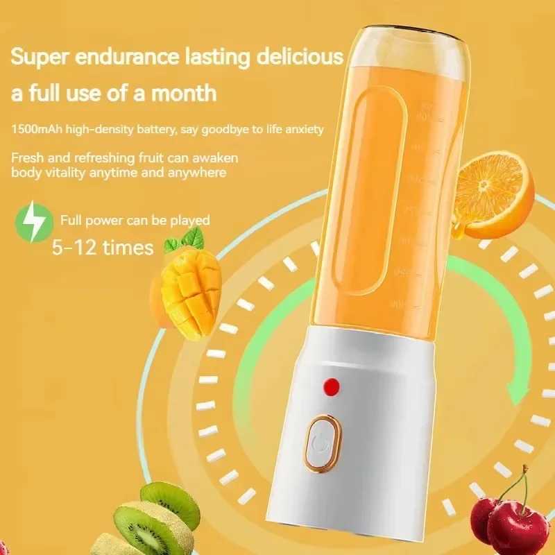 Portable Cordless Blender Juicer 450ml Electric Fruit Juicer USB Rechargeable Lemon Orange Juice Cup Smoothie Blender C251113