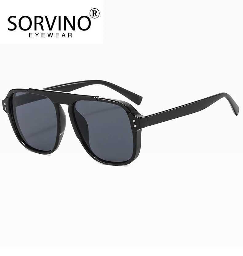 SORVINO Oversized Red Square Sunglasses Fashion Women Vintage Brand Designer Men Trendy Yellow Sun Glasses Shades UV400C250412