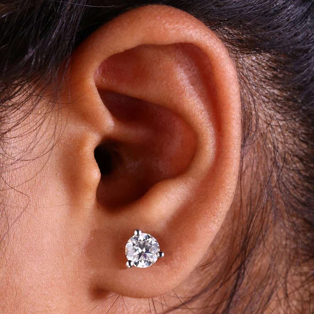 0.3-2ct 3 Prong Moissanite Stud Earrings For Women Men D VVS Diamond 925 Sterling Silver Classic Trendy Earring Jewelry With GRA
