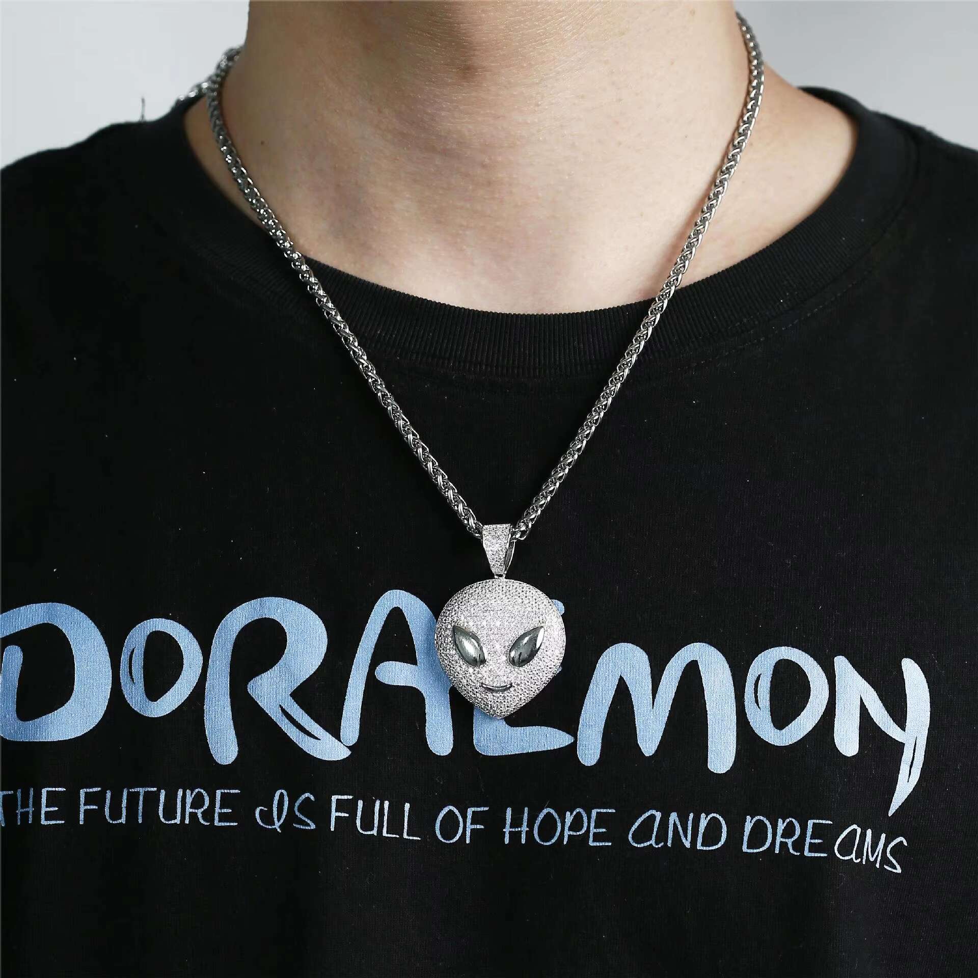 9 S925 Sterling Silver Hip Hop Style Aliens Full Diamond Moissanite Pendants for Women Man
