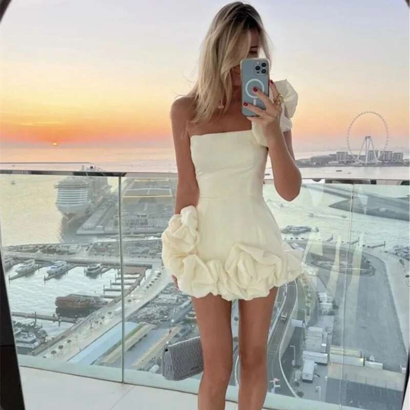 Elegant Ral One Shoulder High Waist Corset Party Evening Prom Gown Fashion Women Strapless Tail Dress