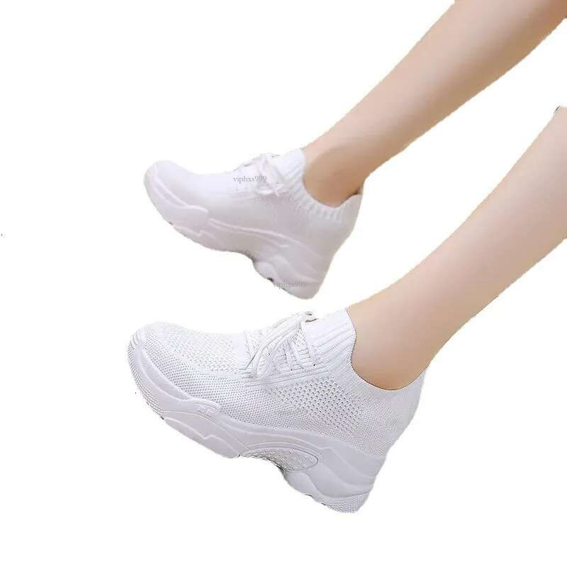 New Free Shipping Designer Shoes Inner Heightened Little White For Women 2025 Spring Flyknit Mesh Casual Sports Breathable Thick Sole Dad Shoes Summer