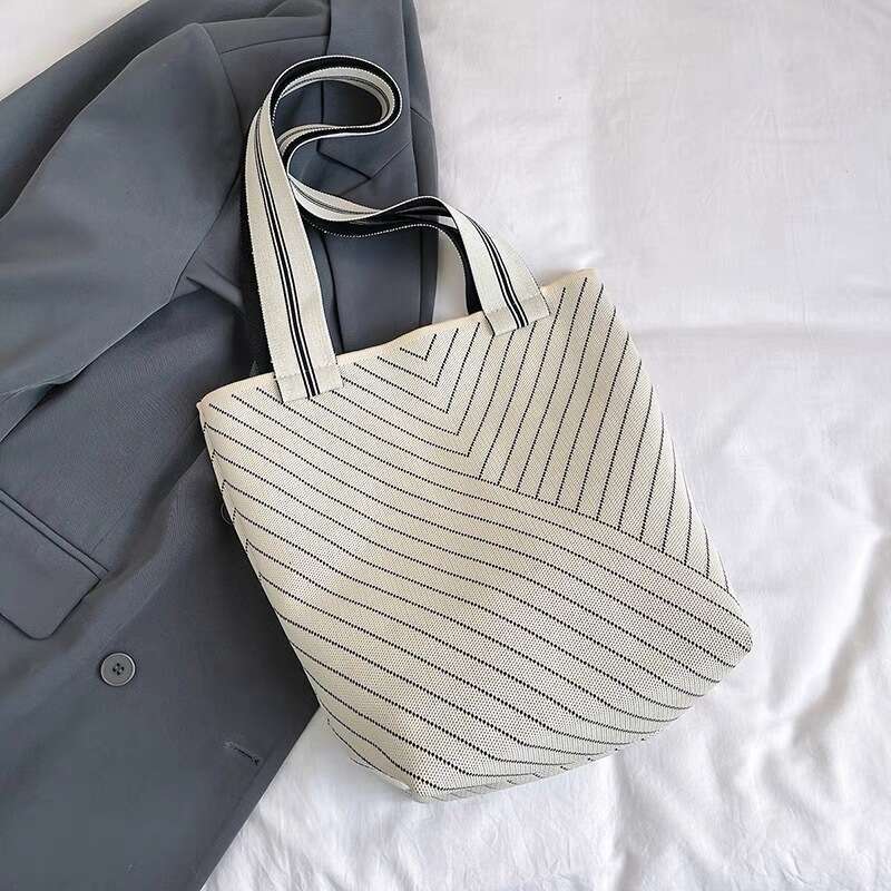 Women's tote shoulder knitted simple and fashionable, large capacity bucket bag, women's bag