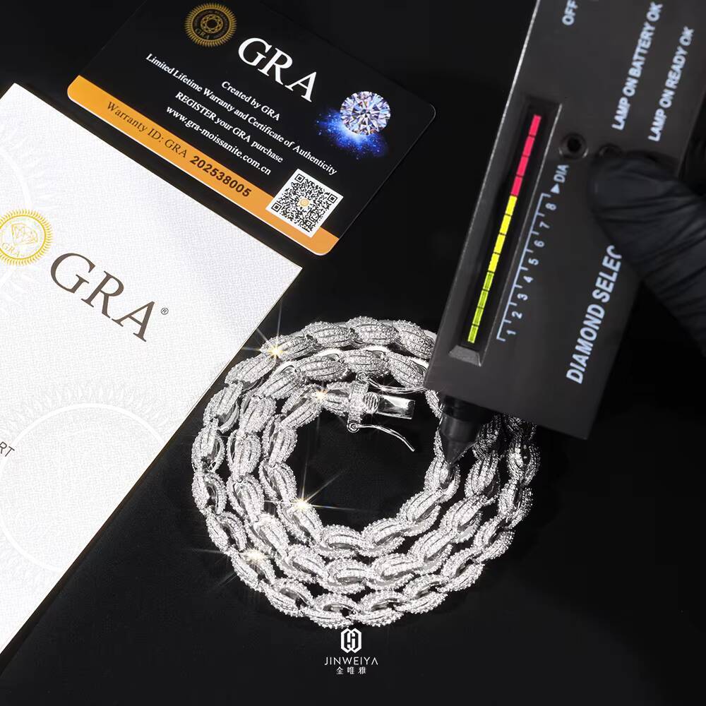 High-quality Factory Price Custom Rapper Big 8mm 925 Sterling Silver Full Iced Out Moissanite Twist Rope Chain for Men