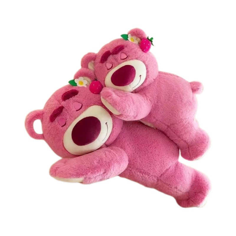 Internet celebrity strawberry bear plush toy doll lying down bear large sleeping pillow cloth doll female gift Y250412XHJJ