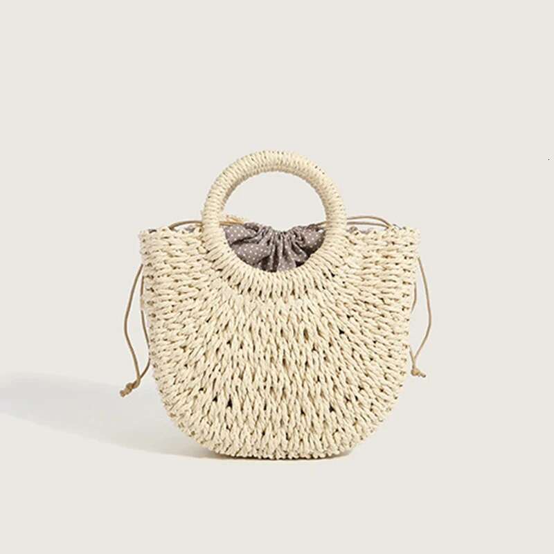 Handmade Beach Bag Summer Straw Beach Hand-Woven Women Handbag Fashion Basket Crossbody Bag Casual Large Capacity Rattan Totes Bags Kq1