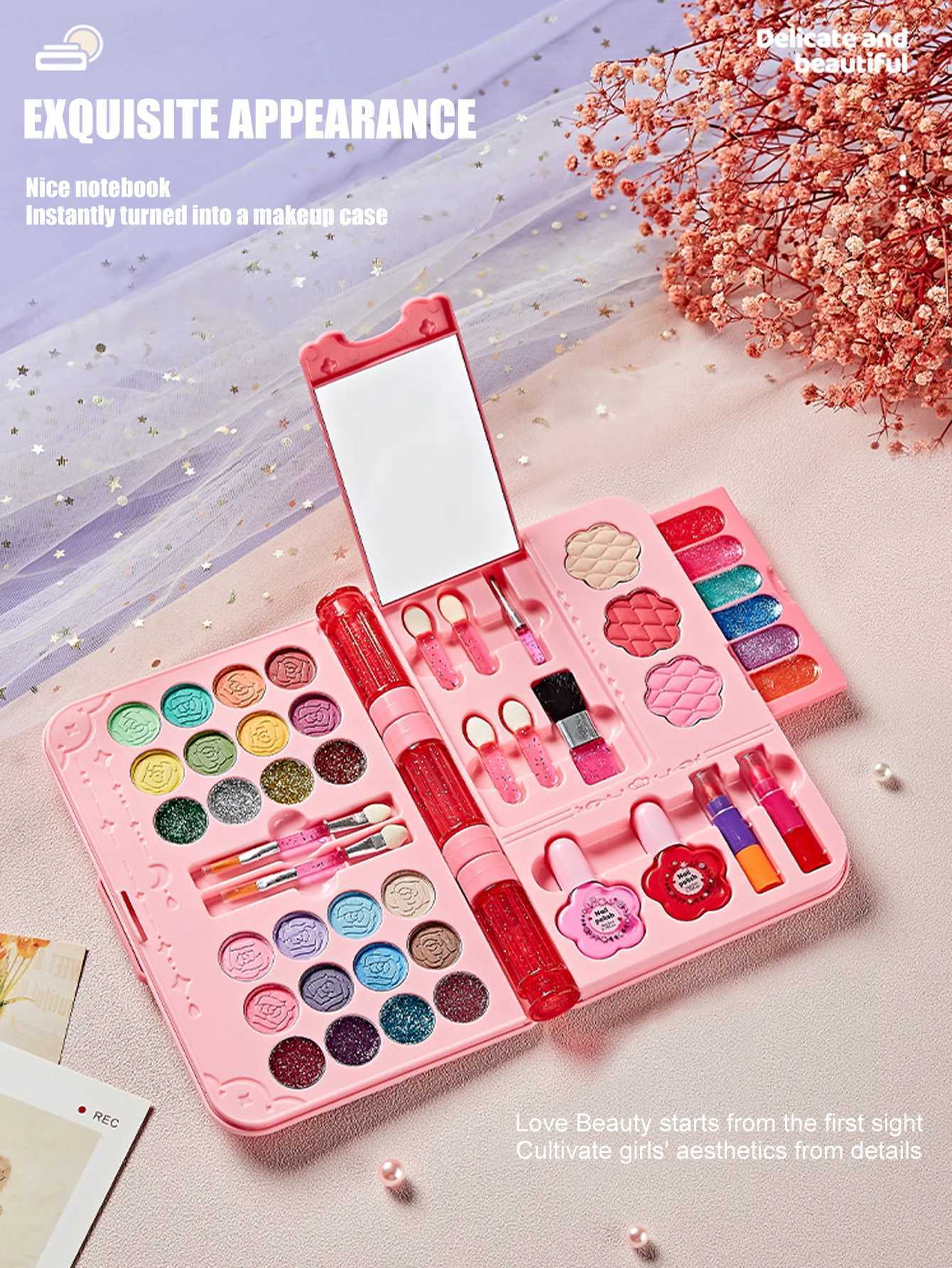 Kids Makeup Kit for Girl Washable Play Make Up Toys Set with Mirror Beauty Dress Up Set Toys for Age 3 4 5 6 7 8 9 10 11 12 Ye C251112