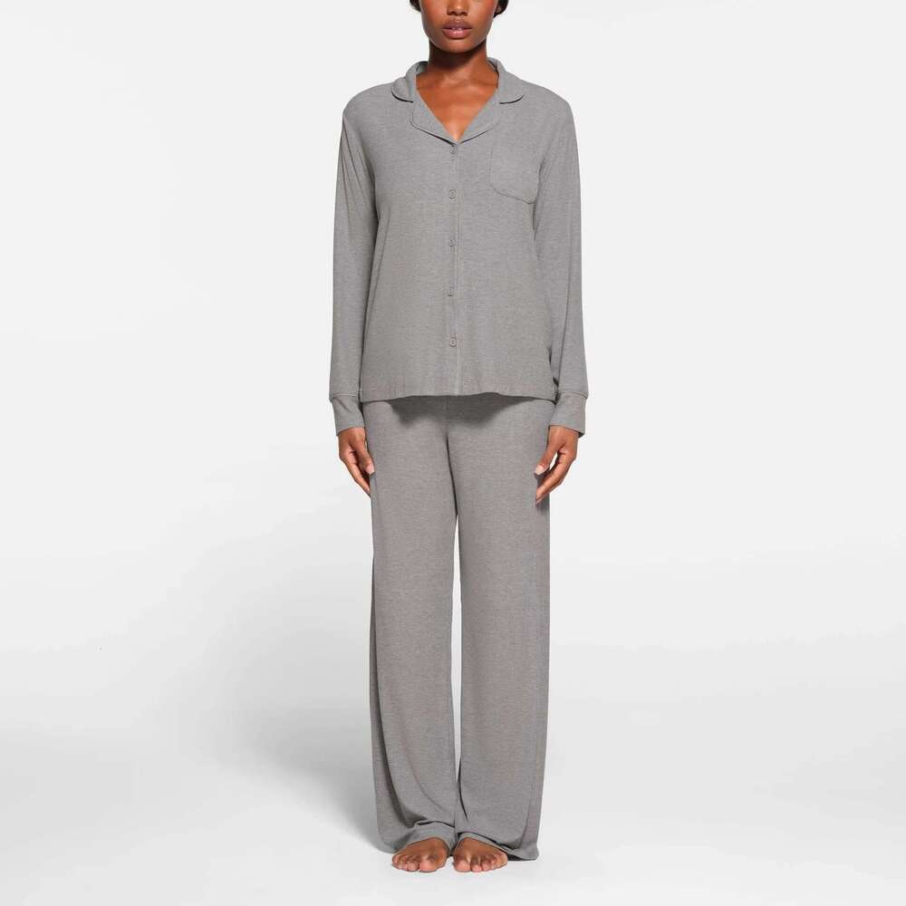 Women's Wear Ski Pama Pure Cotton Long-Sleeved Trousers Home Clothes Set Can Be Worn As Casual Pants