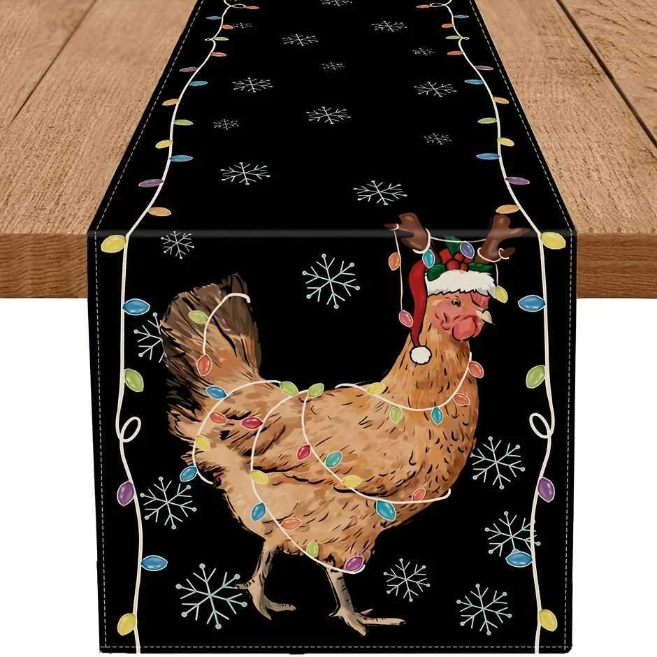 Christmas VIKAMA Winter Solstice Christmas Cartoon Chicken Table Flag Holiday Gathering Family Feast Restaurant Theme Decoration Y251113