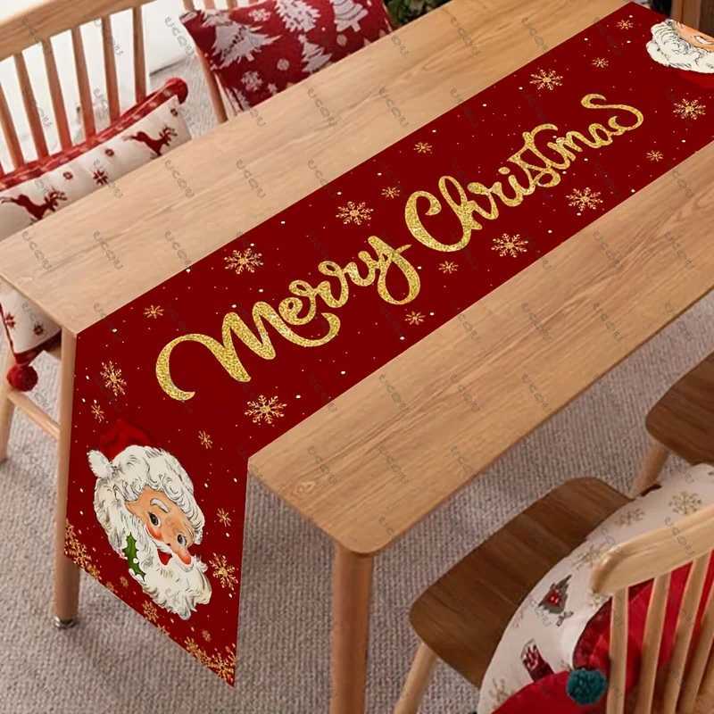 Christmas Christmas Linen Table Runner Decorative Cloth Flag Family Party Gift Xmas Home Holiday Dining Kitchen Halloween Santa Claus New Y251113