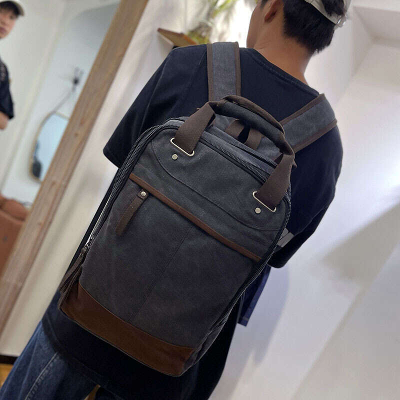 Backpack Korean canvas lightweight large capacity handbag outdoor leisure travel men's backpack