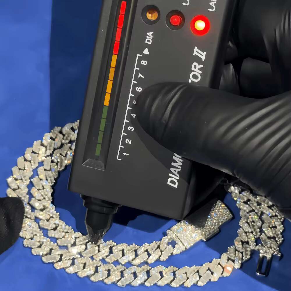 Custom 13mm Hip Hop Jewelry Necklace Iced Out Diamond Cuban Link Chain 925 Sterling Silver Moissanite Necklace Bracelet Men