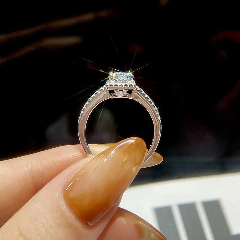 GRA Luxury Real Moissanite Diamond Gemstone Square Rings for Women Anniversary Wedding Original 925 Sterling Silver Fine Jewelry
