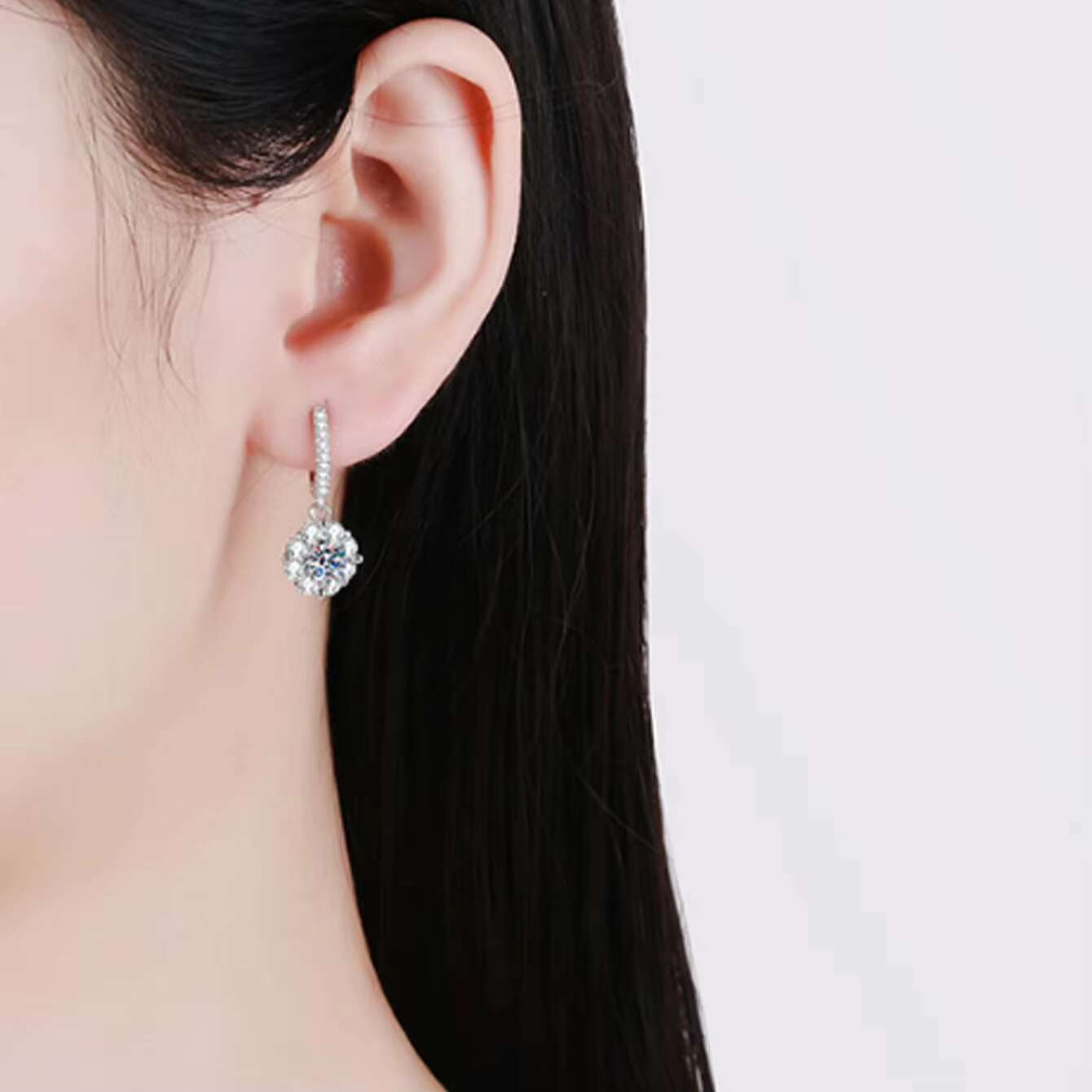 Womens Round Brilliant Cut 05 Carat Moissanite Drop Earrings S925 Sterling Sparkling Diamond Wedding Jewelry