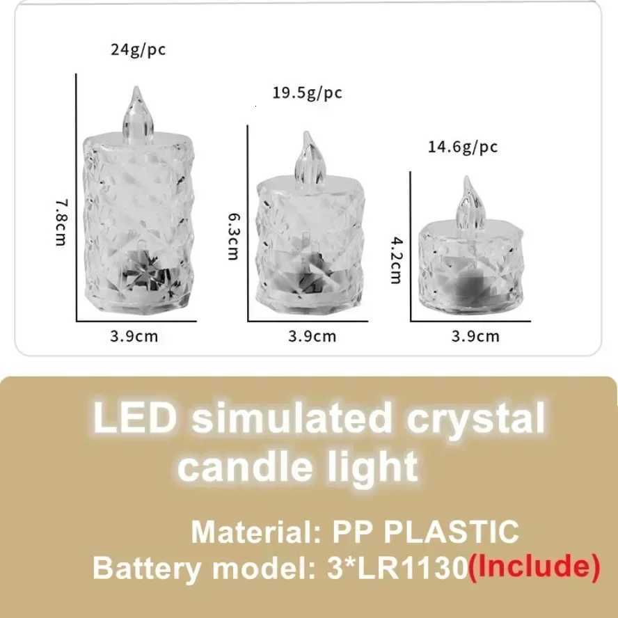 LED Crystal Candle Light 24/12PCS Flameless LED Light Candle Electronic Night Lamp Dating Party Holiday Home Wedding Decoration M251113
