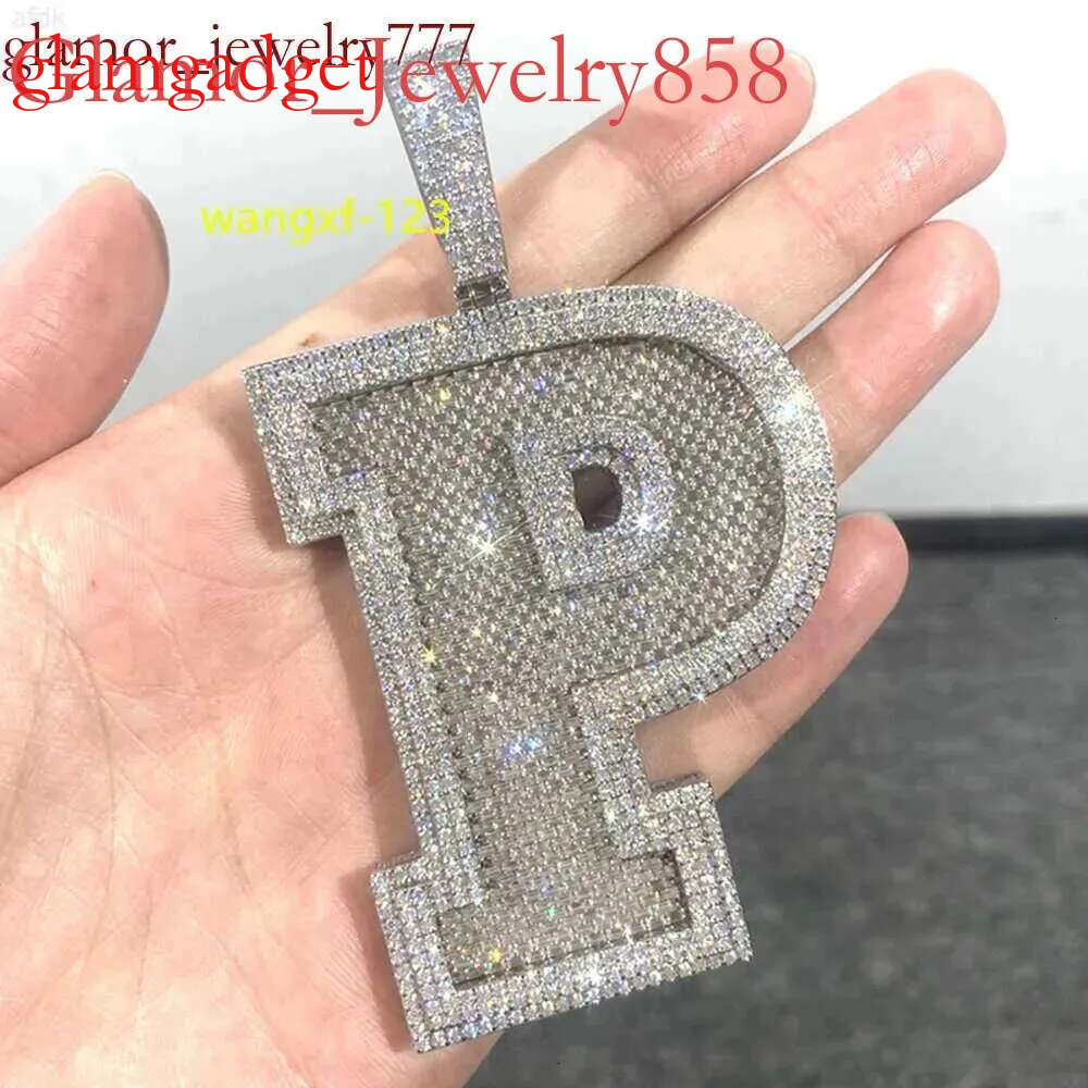 Custom Iced Out Baguette p Sier Vvs Moissanite Hip Hop Men 2.5 Inches Letter Pendant