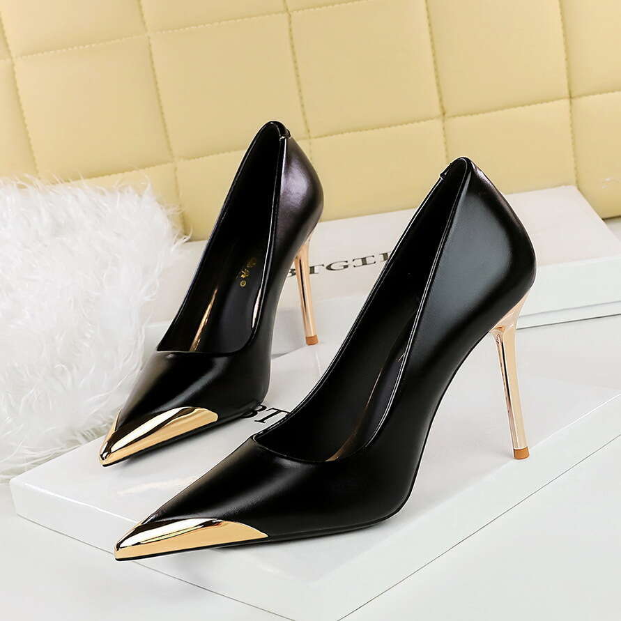 Brown Pumps Designer Shoe 4.5/9.5cm Heels stiletto comfortable High Heel Metal Pointed Toe business casual shoes women