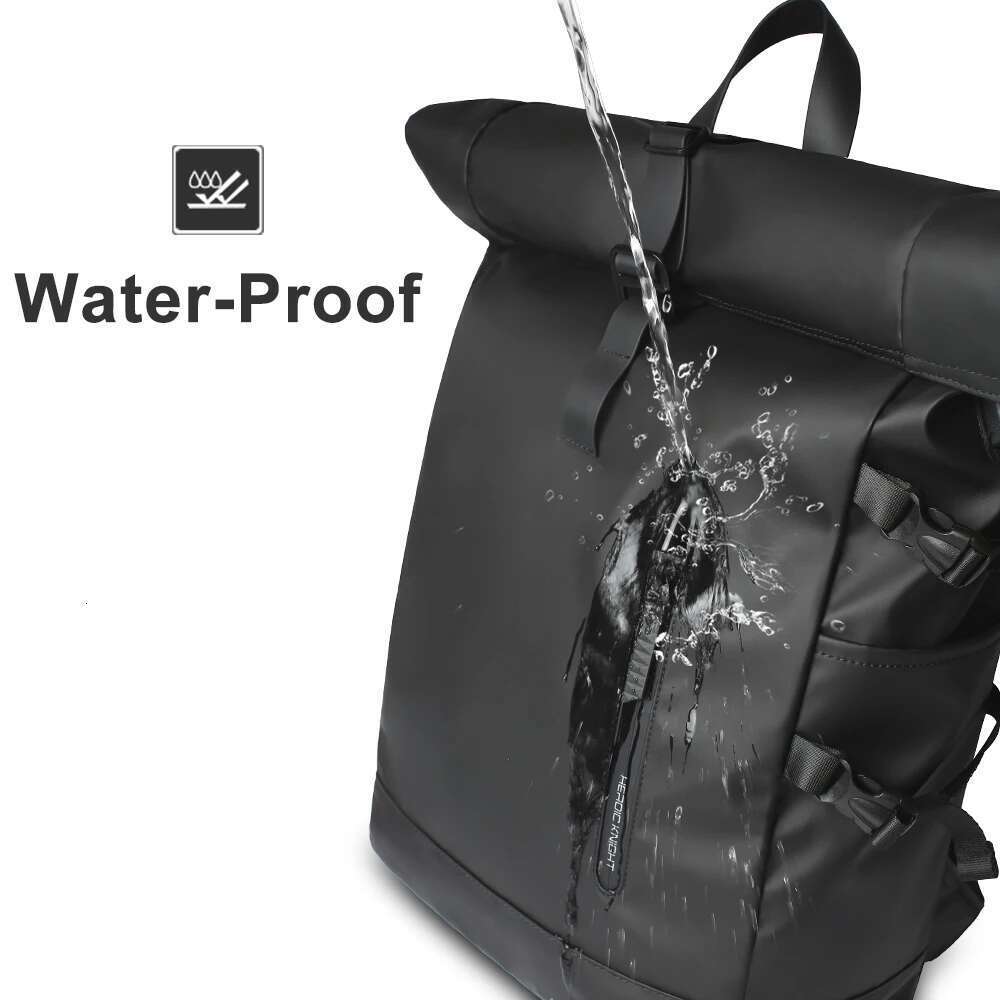 Heroic Knight Men's Backpack Waterproof Roll Top Backpack Women Travel Expandable USB Charging Large Capacity Laptop Bag Mochila
