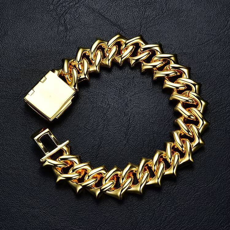 New Fashion Mens Gold and Silver Plated Brass Hip Hop Chain Charms Bracelets Rappers Bracelets with Zircon Stones