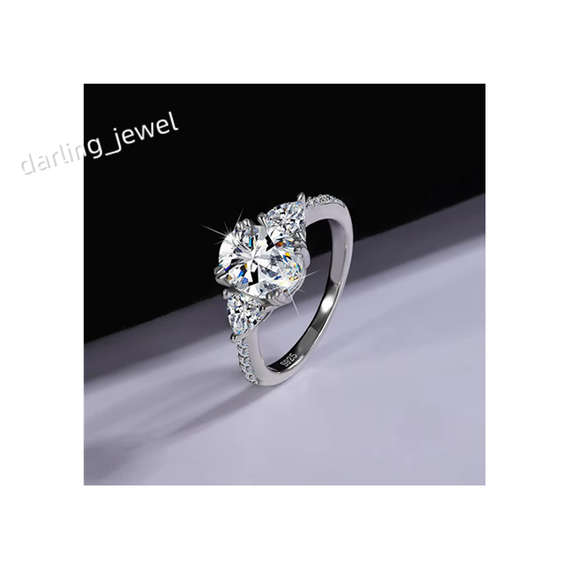 S925 Sterling Silver 2 CT Oval Luxury Moissanite Womens Wedding Engagement Ring Factory Direct Sales