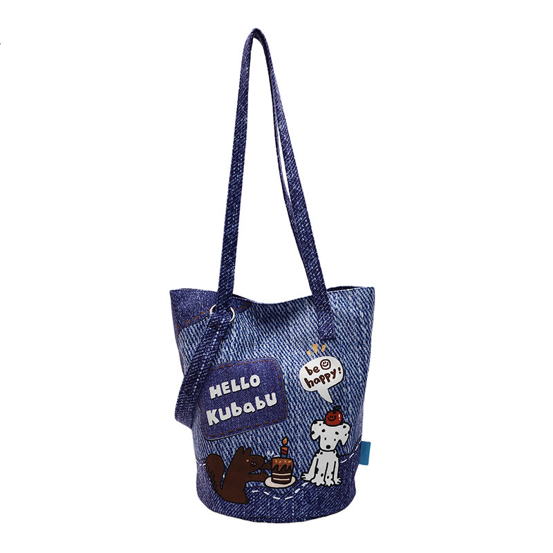 2025S Designer Women S Bag Fashionable Lazy Bucket Large Capacity Women S New Fashion Illustration Shoulder Bag College Student Artistic Crossbody Bag