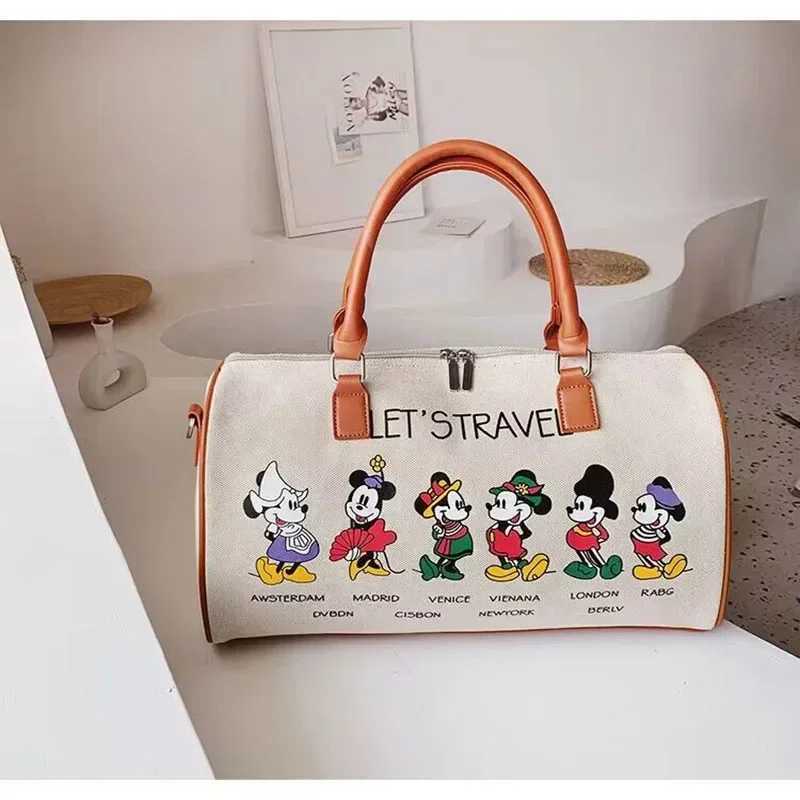 Disney Luxury Brand Travel Bag Mickey Cartoon Luggage Canvas Bag Moms Bag Large Capacity Handbag Womens Storage BagXJ250412