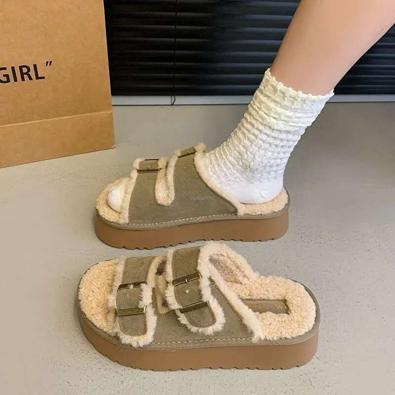 Free Shipping Designer Shoes Hairy Slippers For Women S Outdoor Wear In Spring And Autumn Height Increasing Birkenins Trend Summer Thick Soled Cotton 