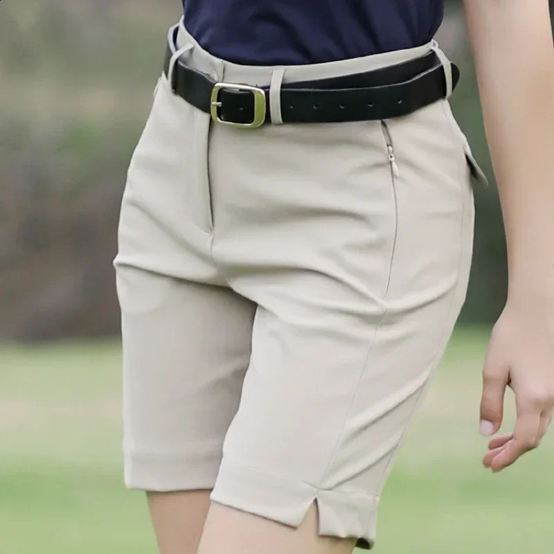 PGM Women Summer Golf Shorts Pants Elastic Waterproof Half Trousers Zip Pocket Ladies Sports Clothing Wear Tennis KUZ129 250411