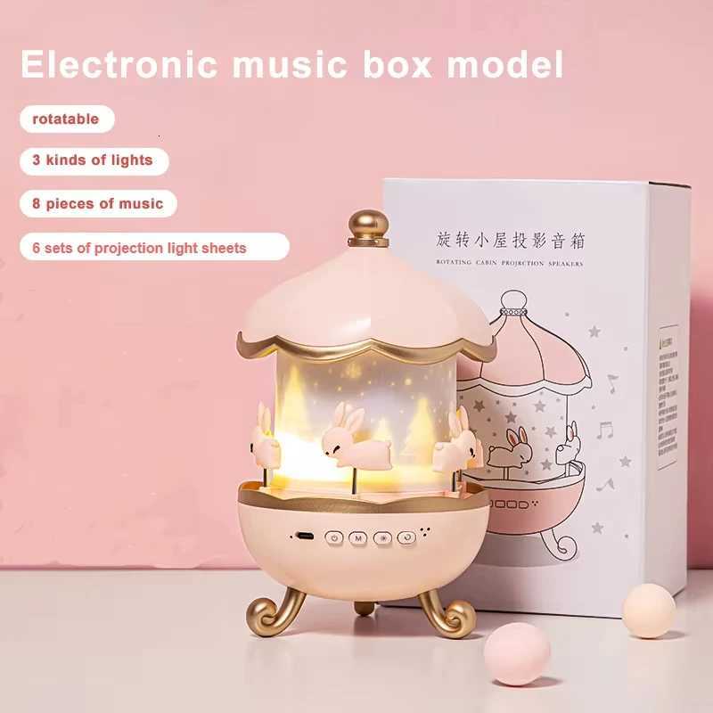 Starry Sky Projection Small Night Light Carousel Horse Remote Control Bluetooth Audio Cute Creative Birthday Gifts Bedside Lamps M251113