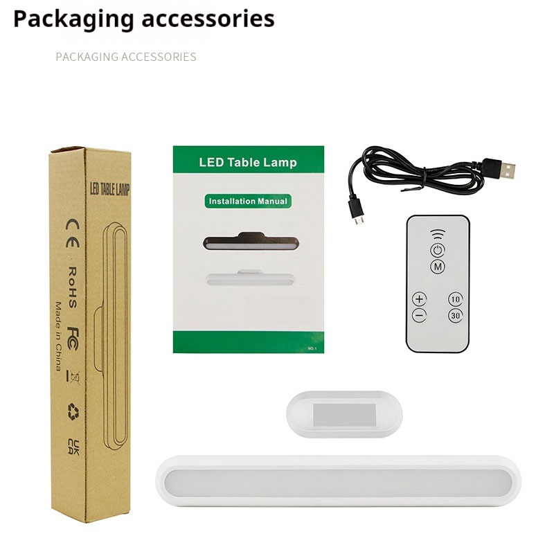 Rechargeable 17'' Magnetic Desk Light Bar, LED Step Less Dimming, 3 Color Mode Under Table Lamp for Bedrooms, Studies, Makeup Stations