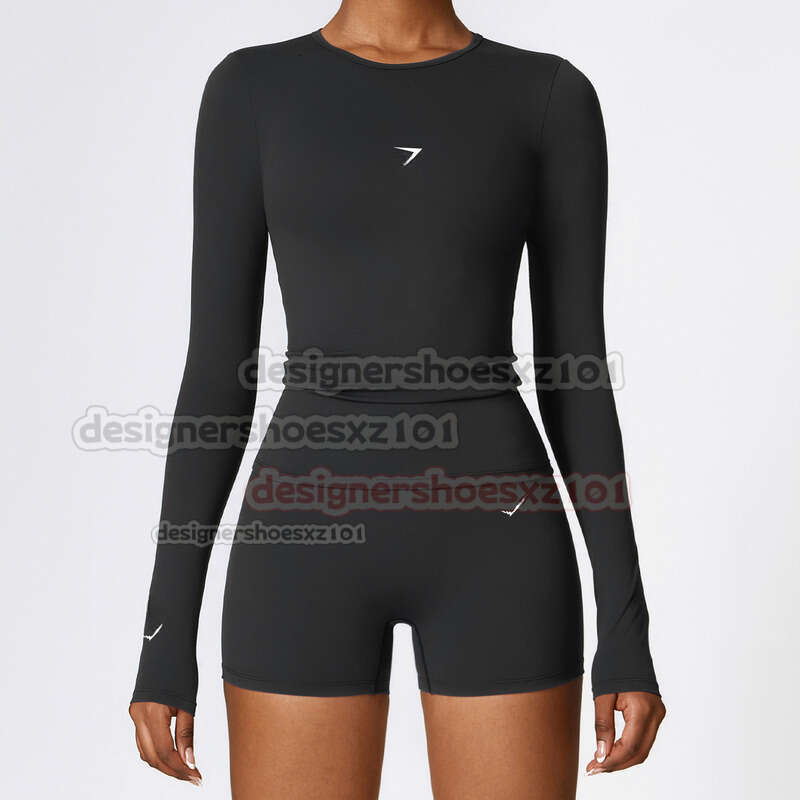 Top Gyms Shark Designer Slim Fit Long Sleeve Fitness Brushed Yoga Fashion Women Clothes Quick Dry Breathable Sports Running Soft Elastic Yogawomen Sets