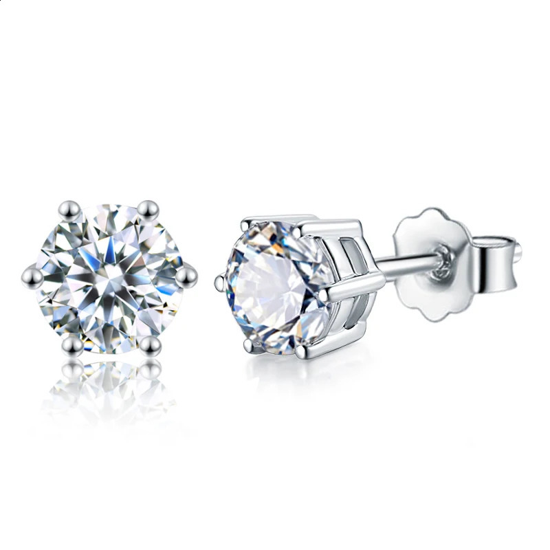 KNB 0.1CT-2CT D Color Laboratory creates diamond certified earrings for women as gifts 925 sterling silver wedding jewelry 250409