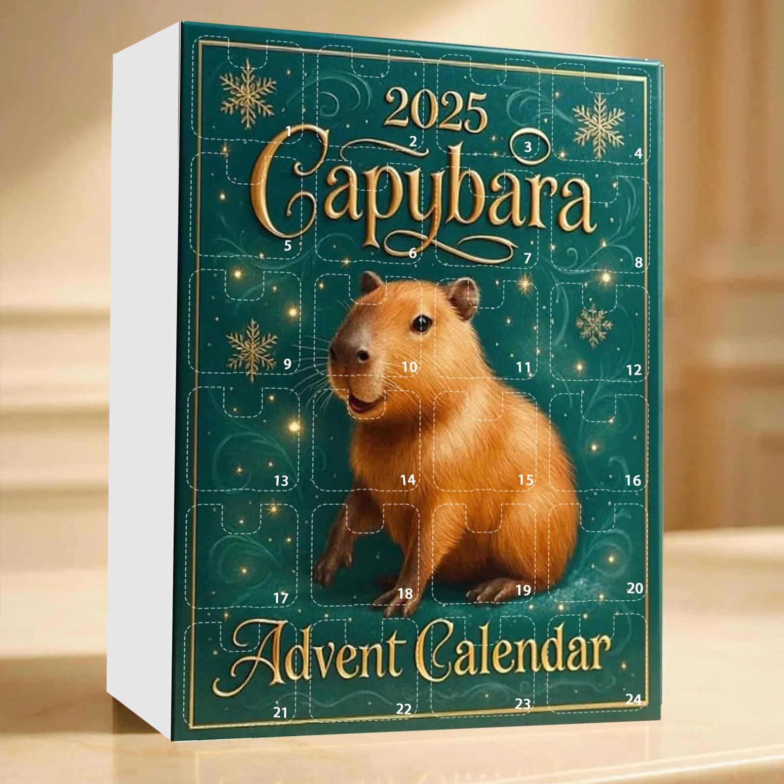 Capybara Christmas Advent Calendar with 24 2D Flat Capybara Ornaments Xmas Countdown Calendar for Christmas Tree Home Decoration 251106