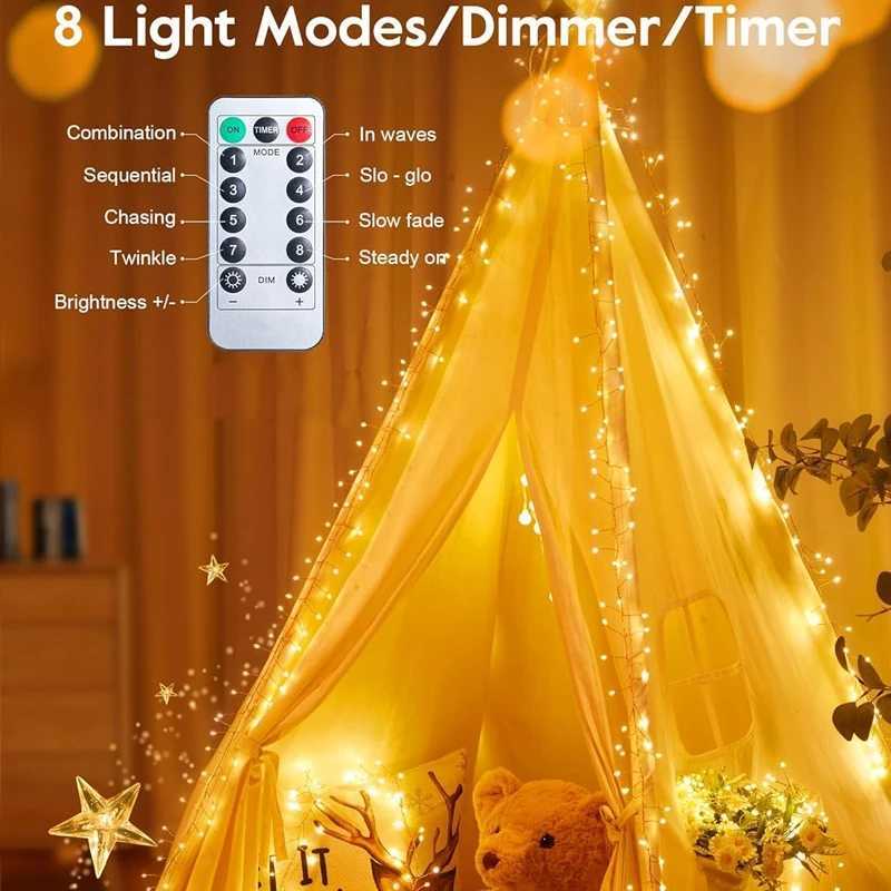 15/3/6M Remote Firecracker Twinkle Lights LED USB Silver Wire Cluster String Light Fairy Lights Party Wedding Christmas Decor M251113