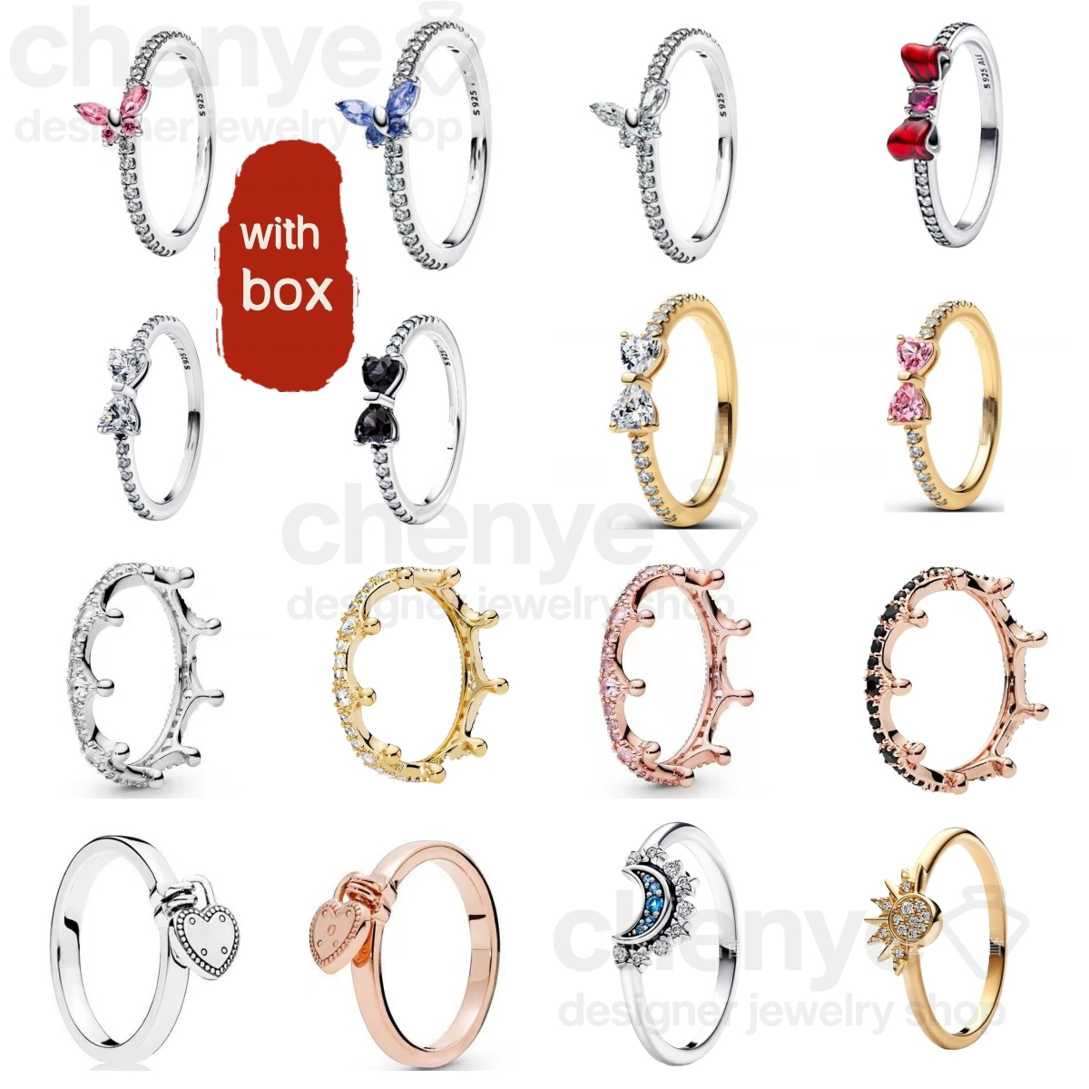 Rings designer ring for women pink butterfly ring silver moon gold sun men's ring with gift box suitable for Valentine's Day and Christmas gifts