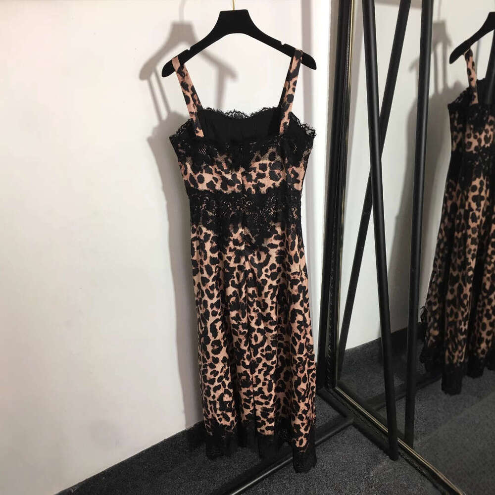 2025 Summer Shenzhen Nanyou Hot selling New Sexy Leopard Print Lace Splicing Strap Dress
