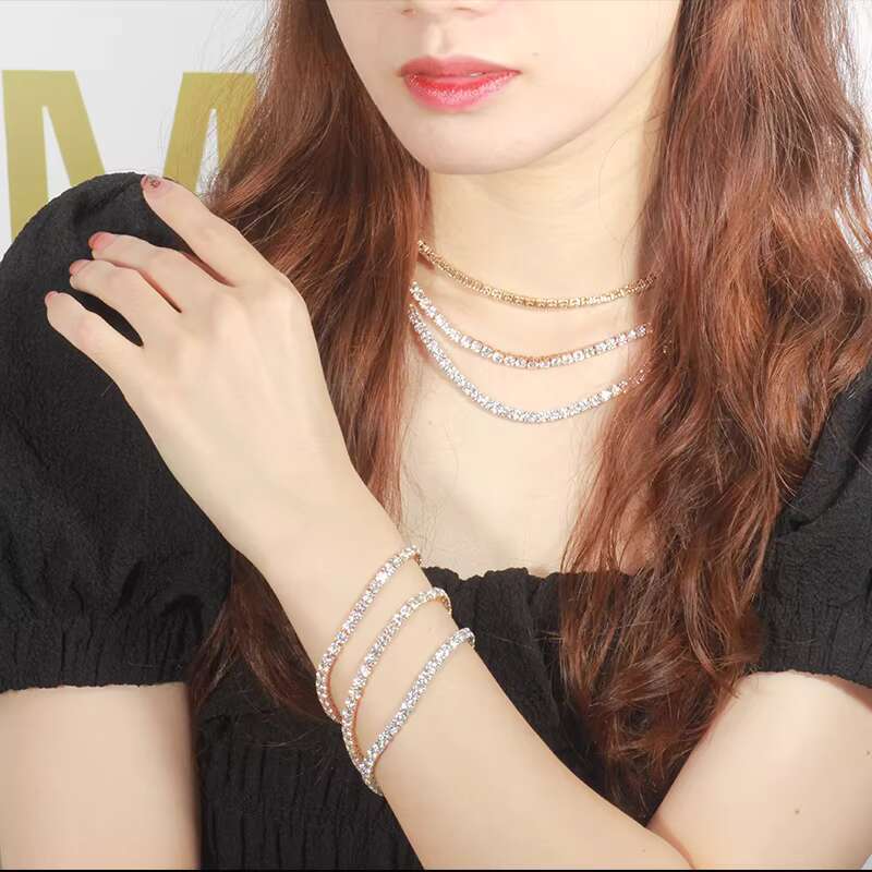 Starsgem S925 Gold Plated D Color White Moissanite Brilliant Cut Diamond Full Setting Tennis Necklace with Wholesale Price