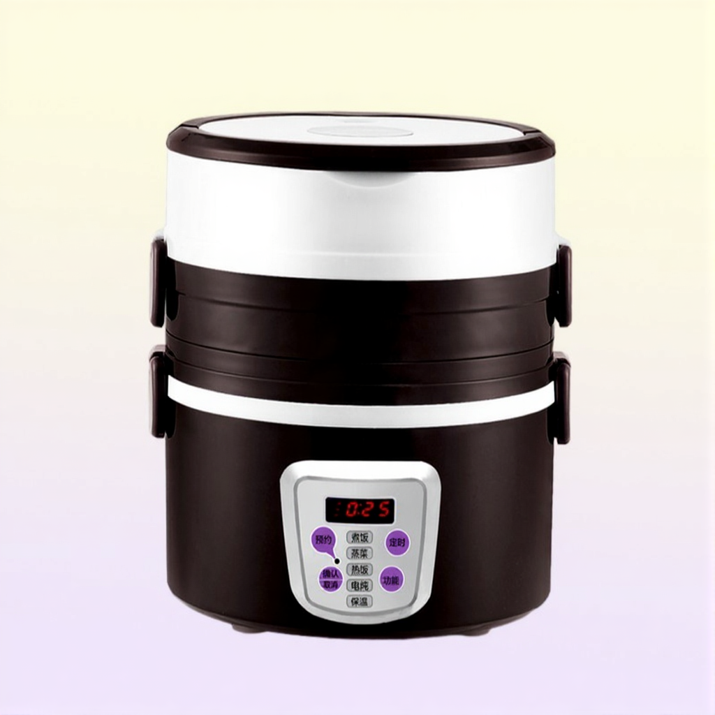 Multifunction electric Rice Cooker smart Appointment 3 Layers mini stainless steel heating cook lunch box Container Steamer 220V 2