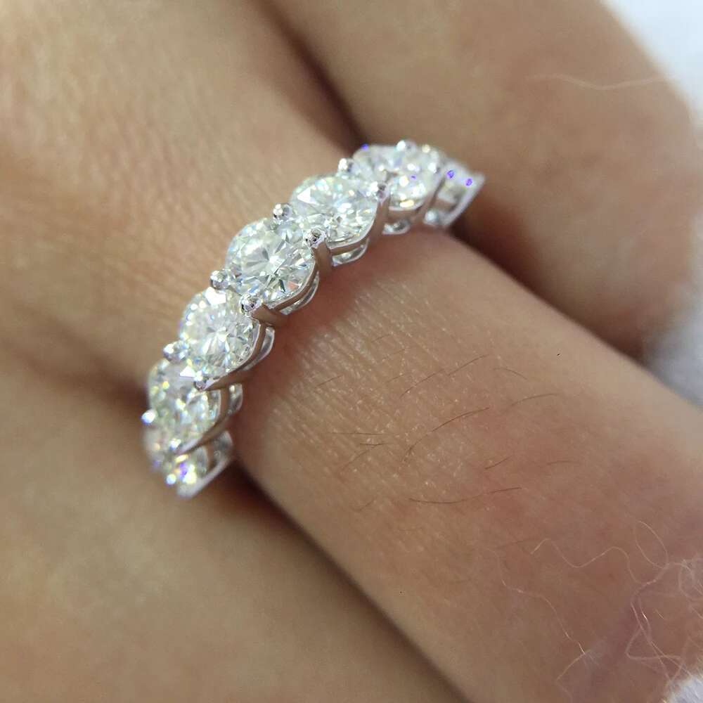 2.1ctw 4mm DEF Round Cut Engagement Wedding CVD HPHT Lab Grown Diamond Band Ring Solid Genuine 14K 585 White Gold for Women