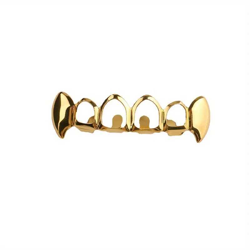 Hip hop copper gold-plated tiger teeth hollow bracket for male and female vampire fans Halloween teeth prop accessoriesXJ250412