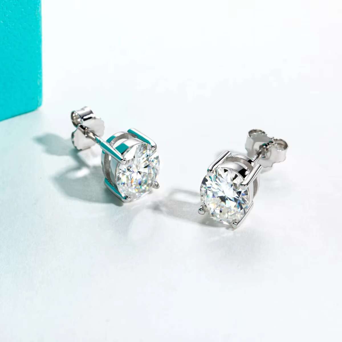 Moissanite 925 Sterling Silver Oval Cut Stud Earrings with 10K Gold Post Available in 1/2/4ct Sizes