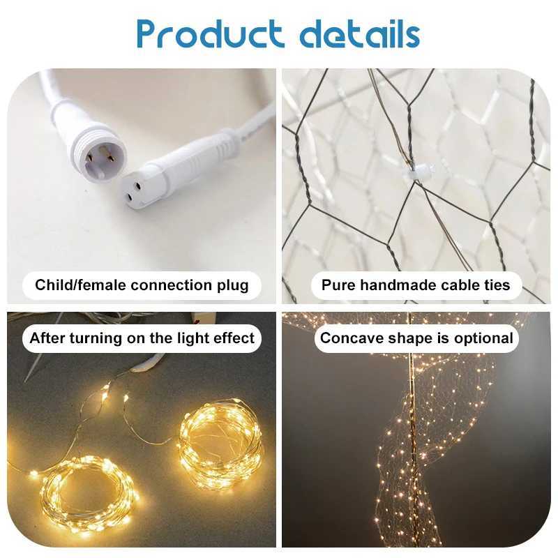 2024 Upgrade Wedding Ceiling Decor Starry Sky Wrought Iron Net With Luminous Lamp Beads Party Prop For Christmas And Birthday M251113