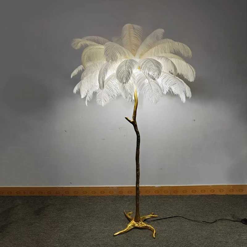 Danish Designer Ostrich Feather Floor Lamp Light Luxury Internet Celebrity Ins Live Broadcast Room Decoration Atmosphere LightsW251113