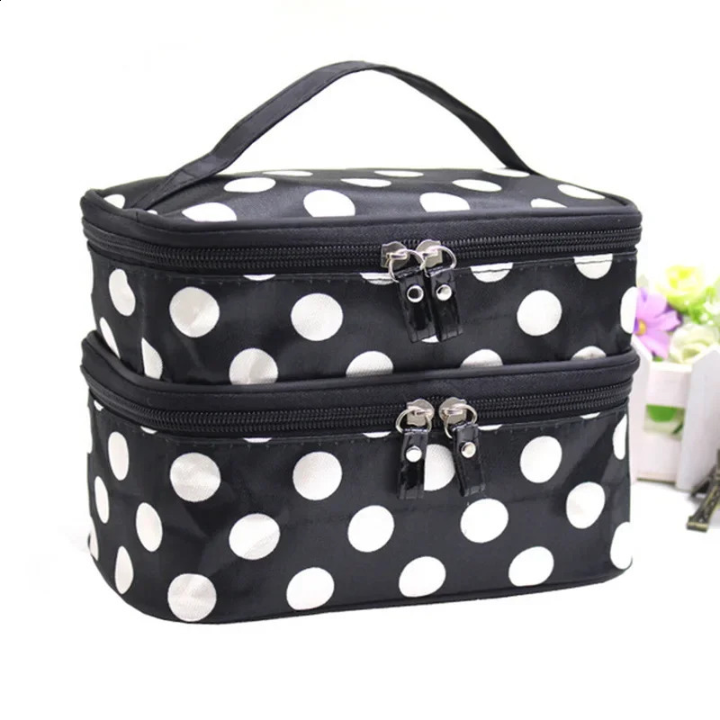 Large capacity makeup bag with double zippers for women bathroom bag travel toilet organizer waterproof storage for makeup Cas 250410