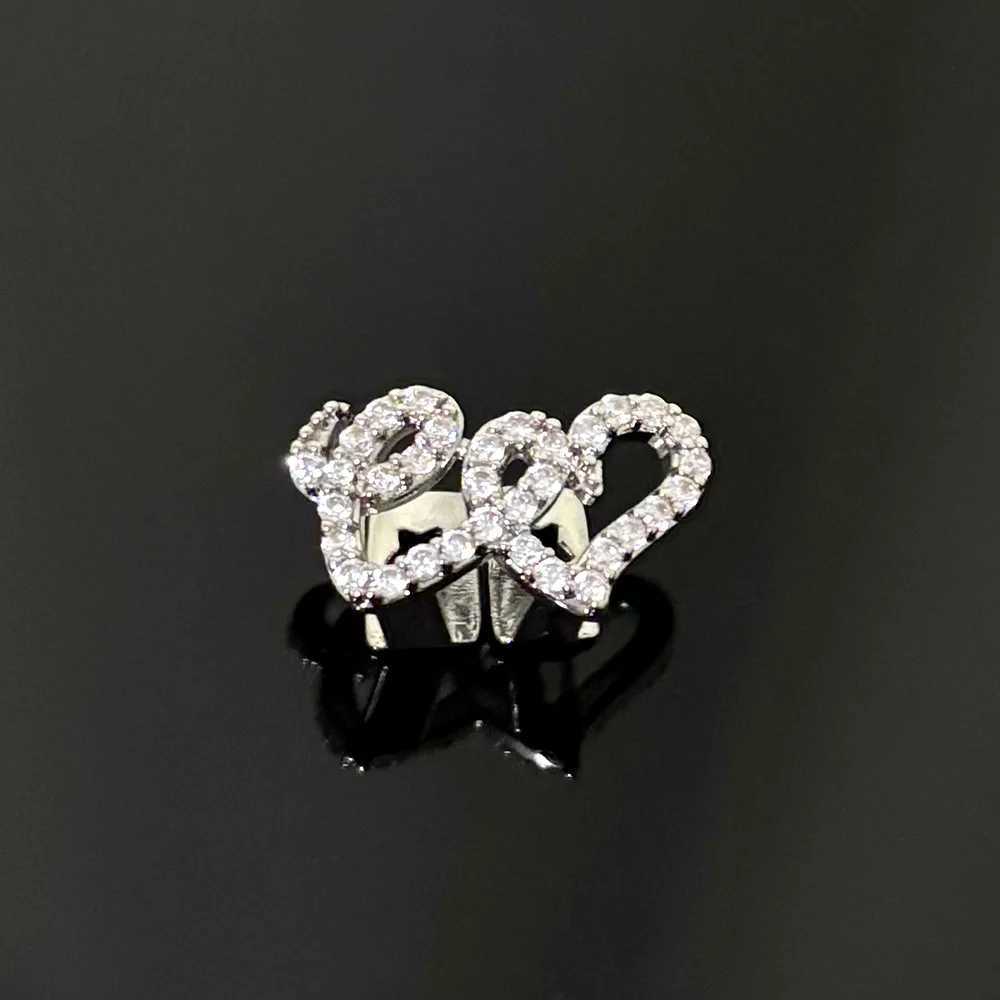 Rachelz Hip Hop Full CZ Stone Double Heart shaped Tooth Hat Y2K Punk Zirconia Stone Tooth Grille Suitable for Women Couples Jewelry GiftsXJ250412