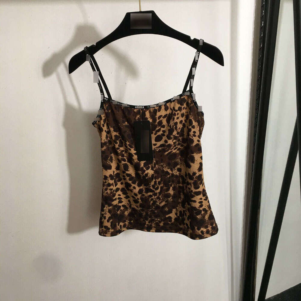 2025 women's new popular letter wrapped leopard print slim fit pure cotton camisole vest