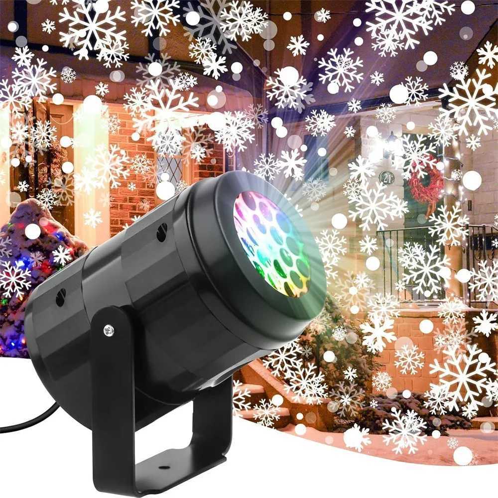 2025 LED USB Snowflake Projector Holiday Lights Christmas Projection Outdoor Lamp Snow Spotlight for New Year Party M251113